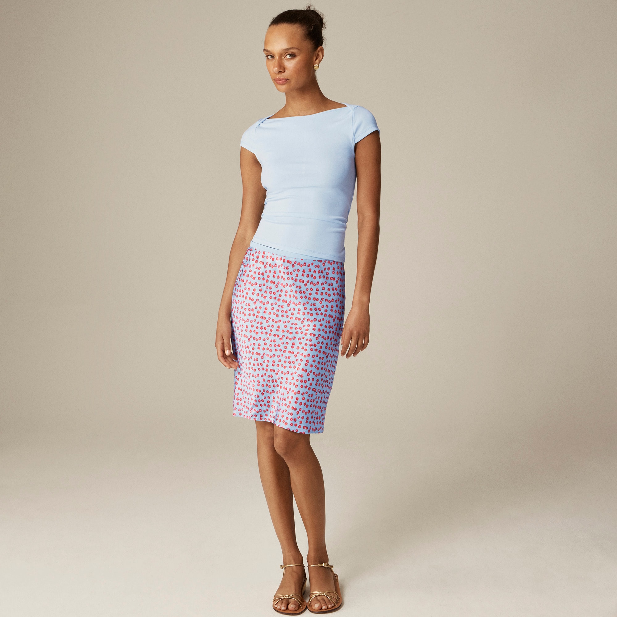 womens Gwen knee-length slip skirt in summer fields print